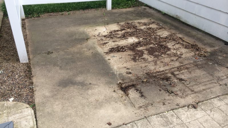stained unclean driveway