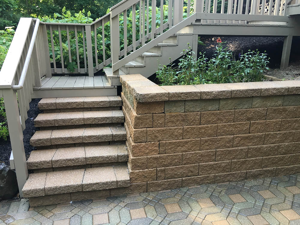 stone steps and wall after cleaning