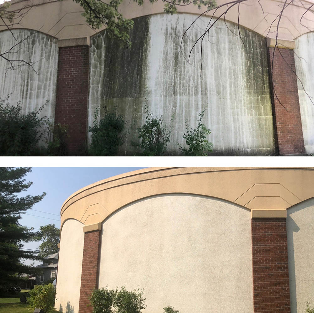 commercial property before and after pressure washing